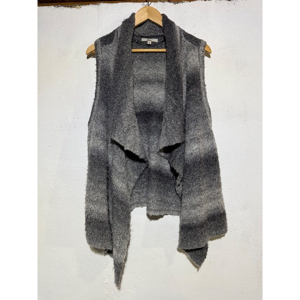 Bass Women's XL Gray Black Ombre Waterfall Open Front Draping Knit Sweater Vest